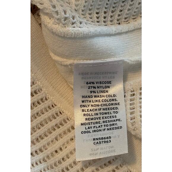 Nordstrom Sweater Women Medium White Coastal Linen Blend Open Knit Beachy Casual - Picture 7 of 8